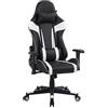 One Living Sedia da Gaming Massimo Comfort e Stile RAPTOR Schienale Reclinabile Altezza Regolabile con Braccioli Poggiatesta Supporto Lombare Poltrona Playstation (Nero/Bianco)