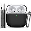 Inesore Compatible with Airpods 4 Cases Cover,Silicone Protective Case for Apple Airpods 4 ANC Version, Support Wireless Charging and Front LED Visible, with Cleaner Pen,Black