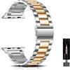 CeiBand Cinturino per Apple Watch 38mm/40mm/41mm, Uomini Donne Acciaio Cintura Inossidabile Cinturin di Ricambio Braccialetto per Apple Watch 42mm/44mm/45mm/49mm - Argento/Oro Rosa