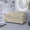 Italian Bed Linen Copridivano Leslie 2 Posti con braccioli - Fodera Sagomata Estensibile 130-180 cm in Poliestere + Elastan, Salvadivano Elasticizzato - Panna