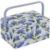 Hobby Gift Scatola Media per Cucito con Manico - Cestino Porta Cucito in Cotone con Scomparti per Strumenti e Accessori Creativi - 18,5 x 25,5 x 14,5 cm, Ortensia