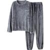 Generisch Pigiama da uomo, in spugna, lungo, lungo, invernale, in flanella, in pile, per la casa, per l'inverno, caldo, casual, a girocollo, a maniche lunghe, pigiama, set da due pezzi, Z1 grigio, XXL