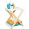 Relaxdays Mobiletto da Bagno, 2 Ripiani, Scaffale Salvaspazio Pieghevole, da Cucina, Multiuso, Legno, Bianco Naturale, 1 pz