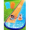 Sloosh 22,5ft x 62in/685,8 * 157,5cm Scivolo d'Acqua Doppio per Prato, Scivolo Resistente con irrigatore e 2 Tavole gonfiabili, Festa Estiva, Giardino, attività acquatiche all'aperto