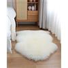 YIHAIC Faux tappetto di pelle di pecora tappeto, Pecora Agnello imitazione pelliccia sintetica decorativa, adatto per tappeto per soggiorno, tappetino per il letto (bianco, 60 x 90 cm)