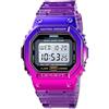 Gosasa Orologio sportivo unisex con luce a LED, trasparente, multifunzione, orologio da polso per uomo e donna, stile casual, cronometro, data, 5 bar, impermeabile, Viola, Sportivo