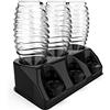 SODACLEAN Premium 3 portabottiglie in plastica lucida | Scolapiatti per bottiglie Soda Stream Aarke Emil con supporto per coperchio | Scolapiatti Crystal Easy Power (nero lucido)
