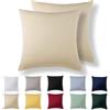 Alreya Set di 2 Federe in 100% jersey di cotone con chiusura lampo - 65 x 65 cm - Beige - Federa Cuscino, Copricuscino Divano, Federa super morbida 65x65