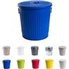 Jinfa | Piccolo bidone della spazzatura in metallo con manici e coperchio | Blu | Ø 21,5 cm, h 21,5 cm | Capienza 7 litri