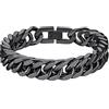 Richsteel Cuban Link Catna Cubana Bracciale in metallo 8mm 12mm 17mm Larghezza, Bracciale Catena 19cm 21cm 23cm Lungo, in Acciaio inossidabile Argento Nero Oro