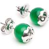 Tamashii orecchini Sphere con pietra agata verde di 8 mm e OM in argento 925.EHST8-12
