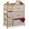 Relaxdays Cassettiera Camera da Letto, Comò 7 Cassetti in Tessuto, HLP: 73x57,5x30 cm, Struttura in bambù Naturale Beige