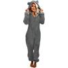 Surttan Pigiama Intero Donna Cotone Nightwear Elegante Comodo Pigiama Tutone Pigiama Intero Pile Donna Pajamas Manica Lunga Pigiama Tutone Tutina da Notte Onesie Pigiami Invernali Caldo Cotone