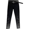Vogrtcc Pantaloni A Matita con Strass Dimagranti A Vita Alta da Donna Jeans Skinny Classici Elasticizzati A Gamba Dritta Black L