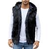 Beokeuioe Cappotto in finta pelliccia senza maniche per uomo in pelliccia sintetica, gilet invernale caldo, giacca in pelliccia sintetica, B nero, M