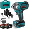 ONEVAN avvitatore a impulsi a batteria, 700Nm 1/2 avvitatore ad impulsi elettrico con 2x3.0Ah batteria, 4 velocità, brushless chiave a percussione senza fili, pistola a impulsi incluse 6 bussola