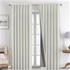 Joydeco 100% Tende Oscuranti per Interni 2 Pezzi L 140 x A 260 CM, Lino Tende Termiche con Passanti Nascosti per Soggiorno Moderne Cameretta Bambini Camera da Letto Blackout Curtains, Grigio Bianco