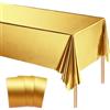 MORAINJAY 3pz Tovaglia Dorata in Alluminio, 137x274cm, Tovaglia Rettangolare per Compleanno, Laurea, Feste Eleganti, Decorazioni Tavola