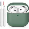 KOKOKA Custodia in Silicone Compatibile con AirPods 4 Case, LED Anteriore Visibile, Case Cover Protettiva Antiurto in Silicone Morbido per Airpods 4 Generazione 2024 con Kit di Pulizia, Deep Green