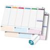 Salgadi 2 x Planner Settimanale da Scrivania A4 - Planning da Tavolo Perpetuo con Design Antiorecchie, Incellofanato, 50 Fogli, Cartoncino di Supporto, Data Personalizzabile