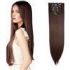 XDGBGFN Extension per capelli naturali, 66 cm, realistiche e naturali, confezione da 8 pezzi, per donne e ragazze (marrone medio)