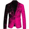 Ruamilyy Giacca glitterata da uomo con brillantini, sportiva, per feste, con paillettes, slim fit, Rosa acceso., XXL
