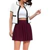 DRESSTELLS Signore Plissettato Mini Gonne Volant Sexy Skater Gonna Ragazze Scuola Gonna Club Y2k A-Line Gonna Burgundy L