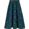 MdybF Gonna Jeans Donna Autunno Inverno Ricami Velluto A Coste Sciolte Floreali Casual Retrò - Blu - XL