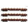 ROCO 77042 DR Set 3 carri a carrelli , sponde basse tipo Res "Treno di sabbia"