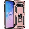 yanzi Compatibile con SamSung Galaxy S10 Plus Telefono Cover(2019)+3D Vetro Temperato[Militare-Antiurto]-[Supporto] TPU Bumper Robusta Silicone Protezione Custodia per Galaxy S10 Plus-Oro Rosa