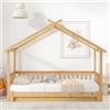 Home Enjoy DE Letto a Casetta Espandibile con Ringhiera su Tre Lati, Letto per Cameretta, Letto Montessori, Senza Materasso,in Legno,200x90cm,Naturale | Aosom Italy