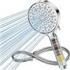 Cobbe Soffione Doccia con Filtro Anticalcare, Doccino per Doccia con Turbo 1,5M, Soffione Doccia Alta Pressione con 6 Tipi di Getto, Grande Potente Soffione con Filtrazione a 20 Strati (Cromo)