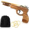 Zomiboo Pistola ad Elastico in Legno con Elastici Morbidi ed Elastici Giocattolo Pistola Ad Elastico Fatto a Mano Pistola Spara-Elastico Finta Pistola Ad Elastico Fucile Giocattolo