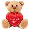 Brubaker Orsacchiotto Orso di Peluche con Scritta I Love You su Un Cuore di Peluche - 35 cm di Altezza