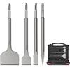 GMGSJ Set di scalpelli 4PCS - Include scalpelli a scalare, larghi, piatti e a punta per trapani a percussione SDS - sufficienti per la rimozione di piastrelle e altro, con custodia (style4)