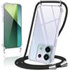 Coiwxmoi Cover per Xiaomi Redmi Note 13 Pro 5G con Cordino 6,67,Trasparente Custodia con Laccio Tracolla Corda Catena Cinghia,Ultra Morbido Silicone TPU Antiurto Case per Redmi Note 13 Pro 5G, Nero