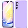 BUTISHIYU Cover Compatibile con Cover Samsung Galaxy A25 5G + Vetro Temperato,Custodia Samsung Galaxy A25 5G Silicone Liquido,Case in Morbida Antigraffio - Viola