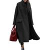 Generic Cappotti invernali lunghi da donna oversize misto lana caldo piselli trench cappotto, Nero , XL