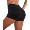 FEOYA Mutandine Imbottite Push Up Donna Pantaloncino Sottogonna Boxer Vita Alta Mutande Shorts Elasticizzati Invisibile-Nero-Taglia S