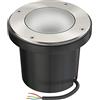 ledscom.de Lampada da incasso a pavimento BOFU per esterni, IP67, orientabile, acciaio inox, rotonda, 150 mm Ø, 1x GU10 max. 15W, vetro smerigliato