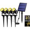 T-SUN Faretti Solari Esterno, 4-IN-1 Bianchi Caldi 3000K Lampade Solari da Giardino, 2 Livelli di Luminosità, Impermeabili IP65, Luci a Energia Solare per Piscina, Cortile, Vialetto, Patio, Alberi.
