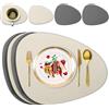 Delento Set di 4 tovagliette lavabili in pelle, rotonde su entrambi i lati, antiscivolo, lavabili in similpelle (beige e grigio)
