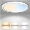 ALUSSO Plafoniera LED Soffitto con Sensore di Movimento Radar, 18W Plafoniera 2400LM 3CCT 3000K 4000K 6500K 1600LM, IP44 Moderna Luce Soffitto Camera da Letto Cucina Corridoio Garage, Rotondo Ø22cm