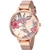 Nine West - Orologio da polso da donna, con quadrante con motivo floreale, Rosa