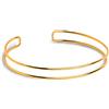 SINGULARU - Choker Double Ring. Collana Rigida Doppia Vicina al Collo. Ottone con Finitura Placcata Oro 18Kt. Regolabile. Gioielli da Donna