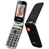 artfone Telefono Cellulare per Anziani a Conchiglia con Tasti Grandi Funzione SOS volume alto 2.4 Display Doppia scheda SIM sbloccata Fotocamera Torcia elettrica Facile da Usare Flip CF241A Nero