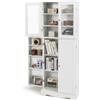 GIANTEX Armadio alto dispensa da cucina, mobile credenza indipendente con due ante in vetro temperato, per sala da pranzo, soggiorno, 60 x 31,5 x 161,5 cm (bianco)