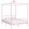SECOLI Letto a Baldacchino Matrimoniale, Letto Ferro Battuto, Struttura Letto Matrimoniale in Metallo 160x200 cm Rosa