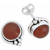 mantraroma orecchini a bottone in argento 925 con corniola arancione e pietra preziosa rossa, orecchini in vero argento sterling da donna, regalo