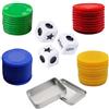 Sarini Gioco di dadi sinistra centro destra con 4 gettoni colorati, dadi a 3 stelle e istruzioni - Scatola di latta da 65 g, perfetta per feste, riunioni di famiglia e riunioni con gli amici